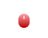 Red gradient computer mouse icon centered beneath a white dashed arc, all on a black background.