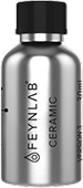 Silver bottle of FEYNLAB Ceramic coating with black cap and vertical branding text, used for professional-grade automotive surface protection.